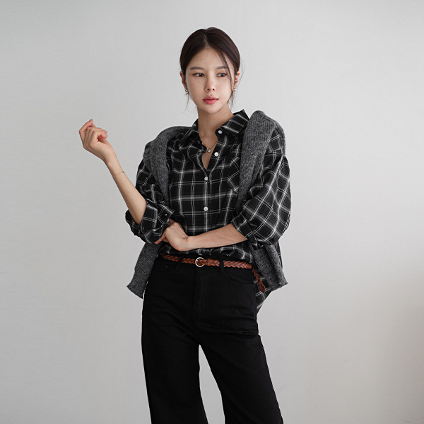 로우 grid Check Shirt