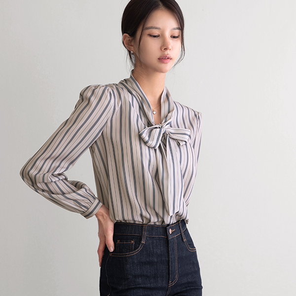 엘르 Stripe 타이 Blouse