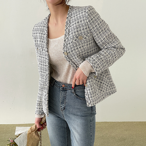 [valyou] Blanc V Tweed Jacket