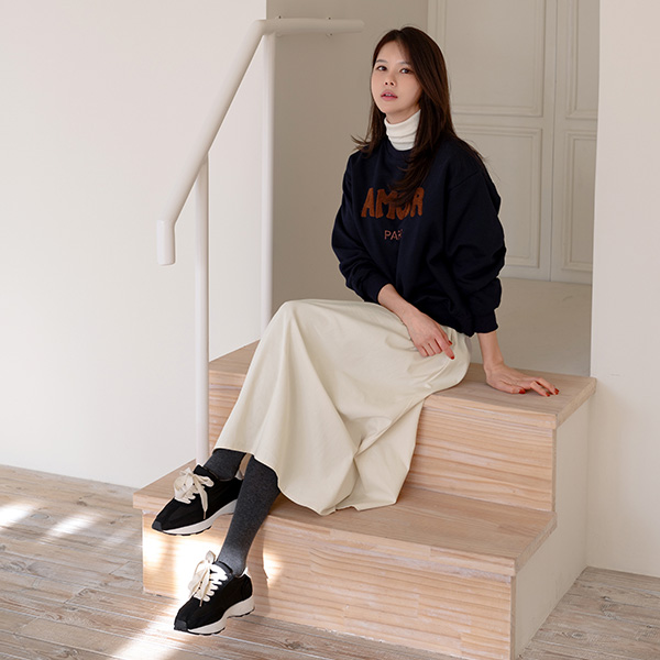 Fleece lined Layered Turtleneck Dress