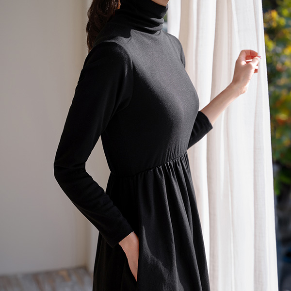 Fleece lined Layered Turtleneck Dress