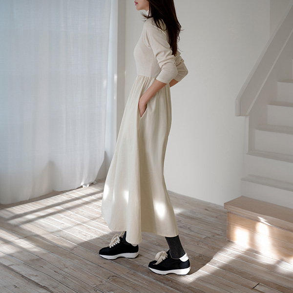 Fleece lined Layered Turtleneck Dress