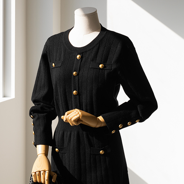 Sanne Golden Knitwear Dress