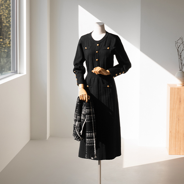 Sanne Golden Knitwear Dress