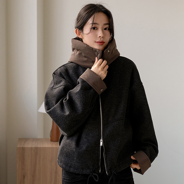Two-way Padding Hood Zip up Jacket