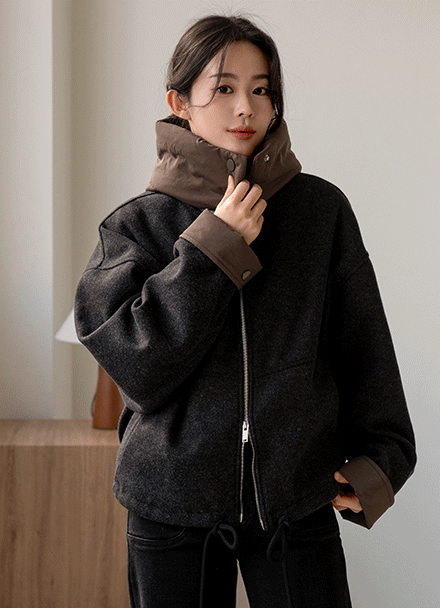 Two-way Padding Hood Zip up Jacket Korea
