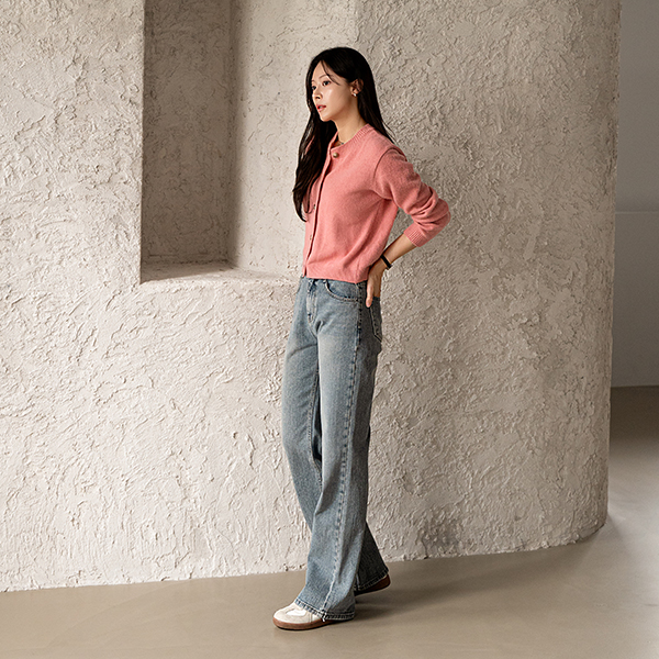 Wool pastel Round Cardigan