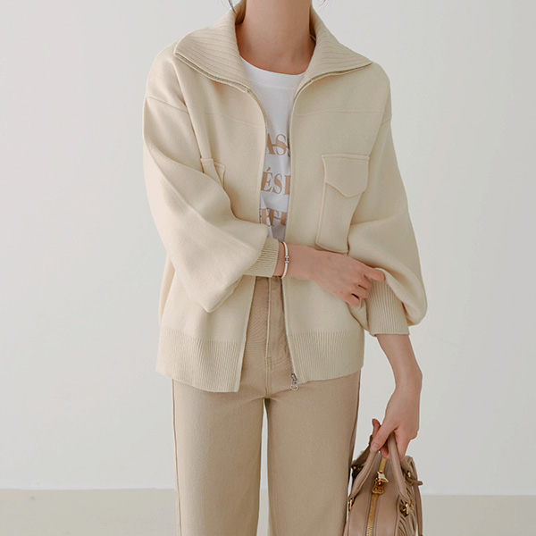 Zip up Turtleneck Knitwear Cardigan