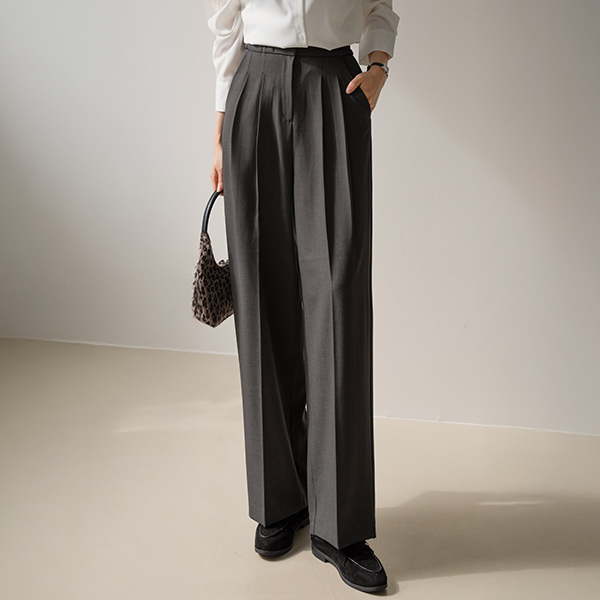 Two-pin tuck Banding Wide Slacks