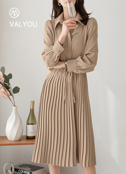 [valyou] bowknot Pleats Dress Korea