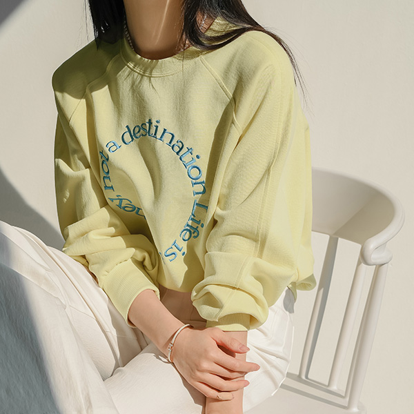 Life Round Embroidery Sweatshirt