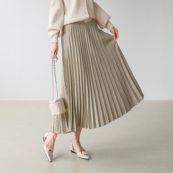 Wooa Satin Pleats Skirt