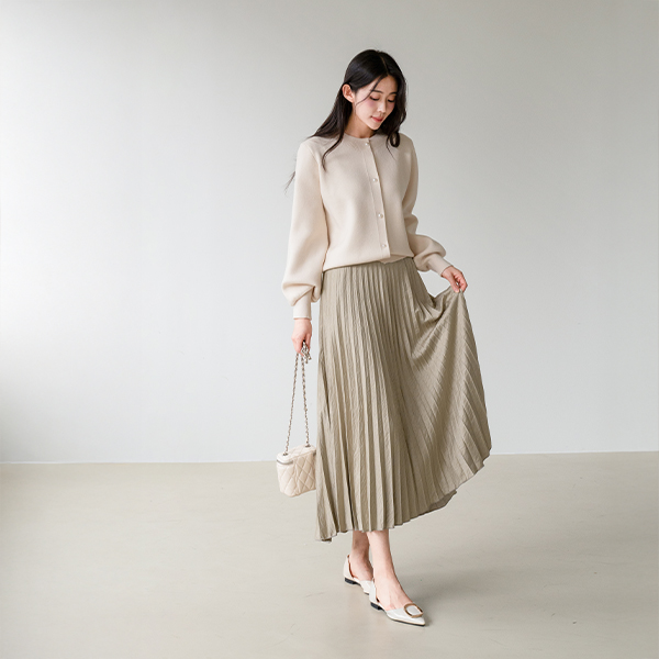 Wooa Satin Pleats Skirt
