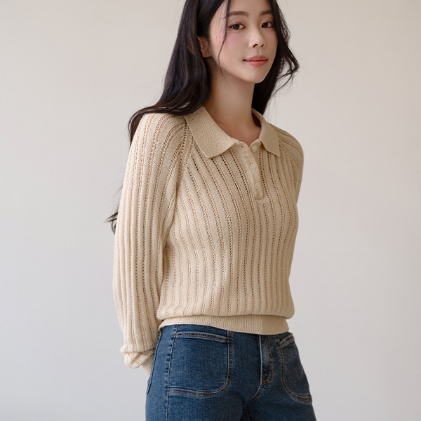 Skacy Button Collar Knitwear