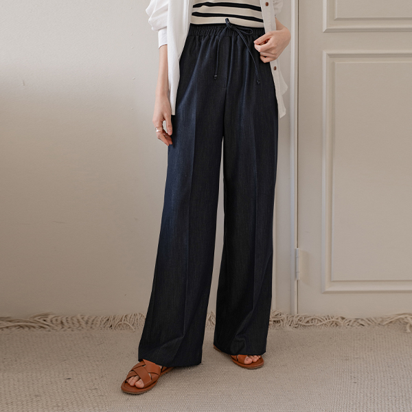 Denim like Banding Wide Pants