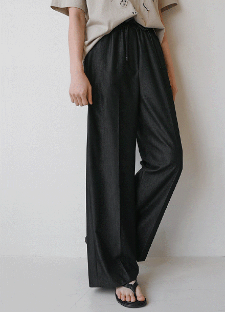 Denim like Banding Wide Pants Korea