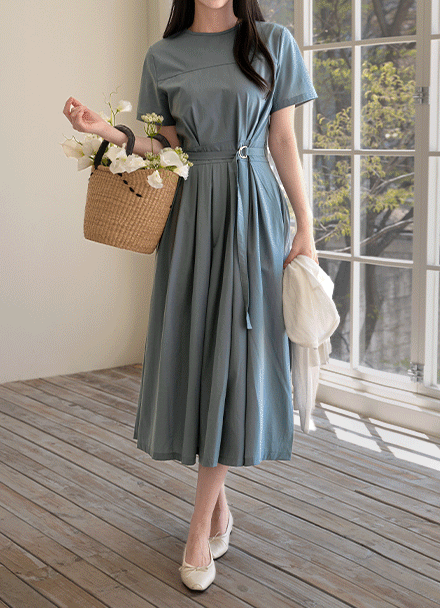 Rudy Wrinkles Belt Dress Korea