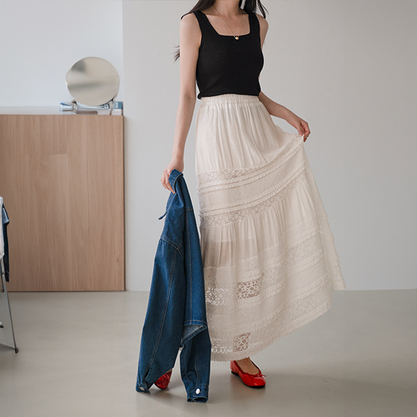 Pure Lace Banding Skirt