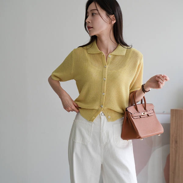 Ray Linen Collar Knitwear Cardigan