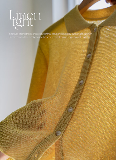 Ray Linen Collar Knitwear Cardigan Korea