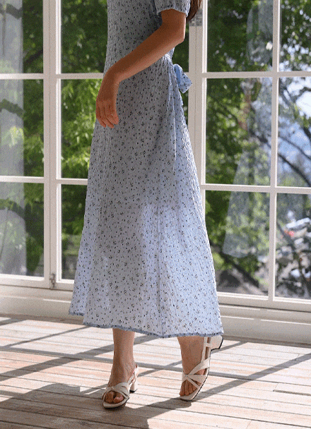 Saline Printed String Dress Korea
