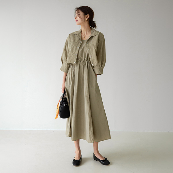 [valyou] Windy Rustle Dress Jacket Set