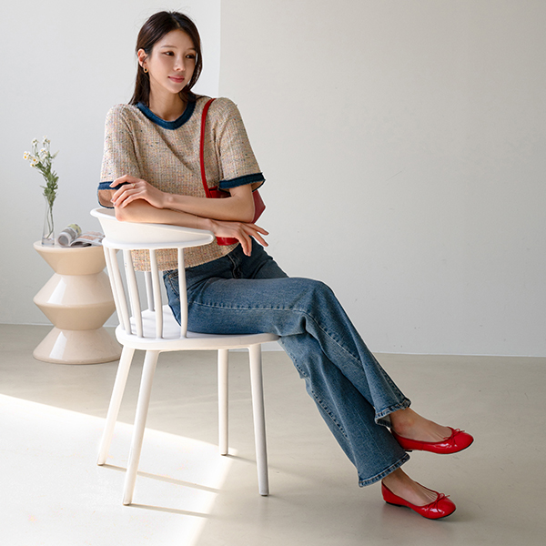 Muse Tweed Short-sleeve Blouse