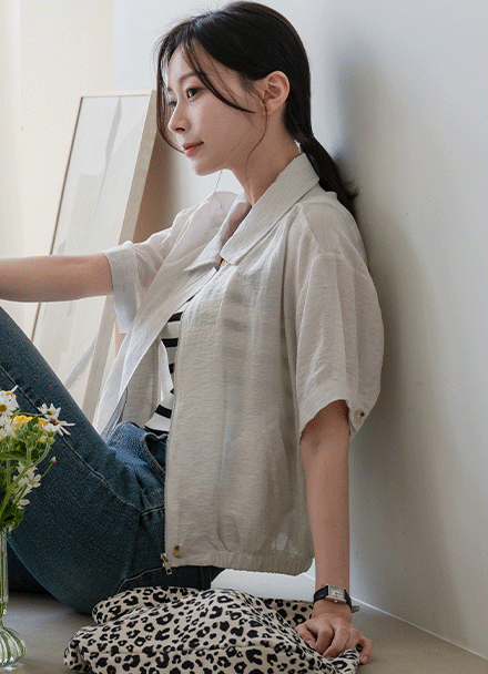 Hem Banding Short-sleeve Jumper Korea