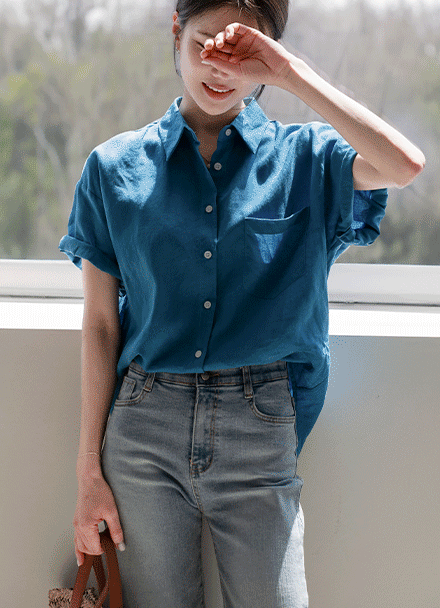 Vivid Linen Short-sleeve Shirt Korea