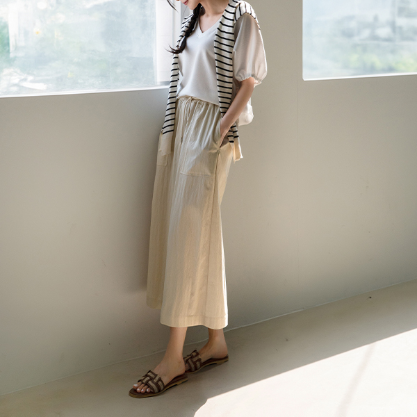 Banding Rustling H-Line Skirt