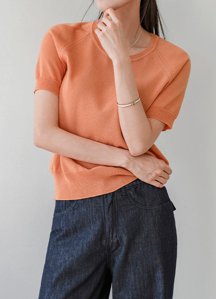 Summer Cotton Reglan Short-sleeve Knitwear Korea