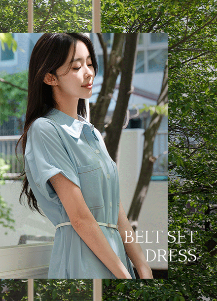 Stitch Belt Set Dress Korea