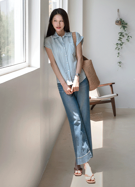 Minute Rollup Cap Sleeve Short-sleeve Shirt Korea