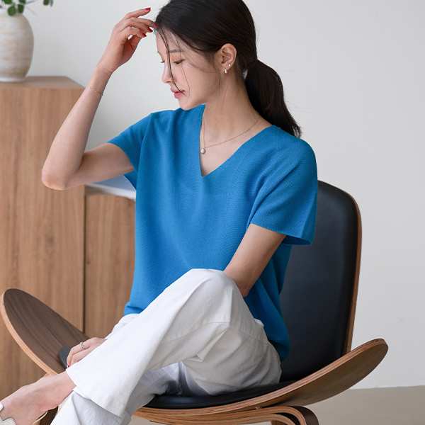 Holament Linen V-neck Cap Sleeve Knitwear