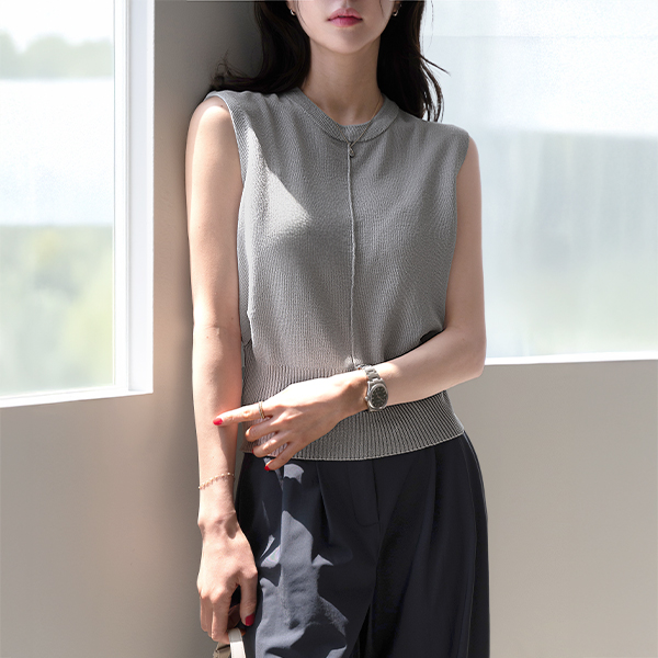 Mat Round Linen Sleeveless Knitwear