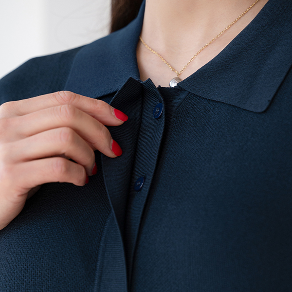 Double Collar Cap Sleeve Viscose Dress