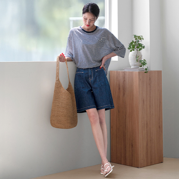 쿨 앞포켓 Banding Denim Shorts