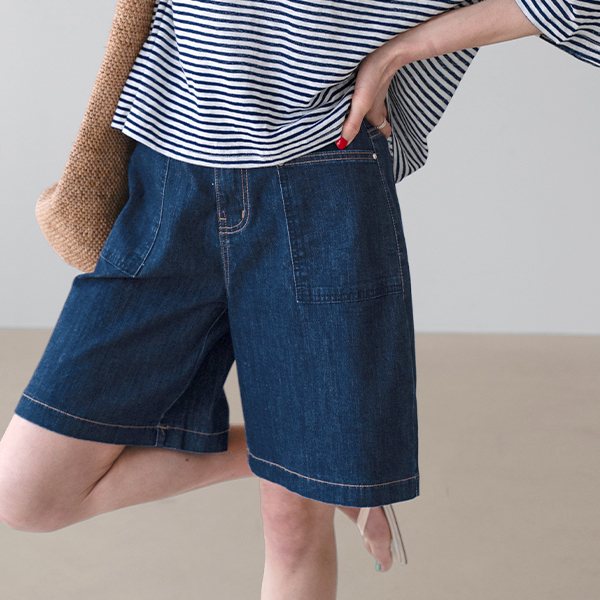 쿨 앞포켓 Banding Denim Shorts