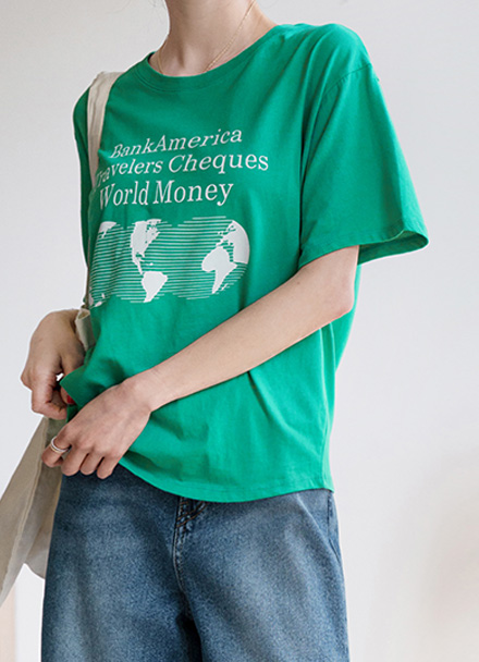 월드 printing Short-sleeve T-shirt Korea