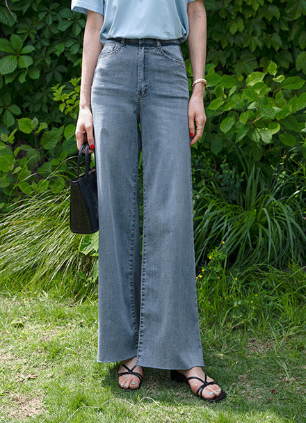 Primium Wide Denim Banding Pants (Summer) Korea