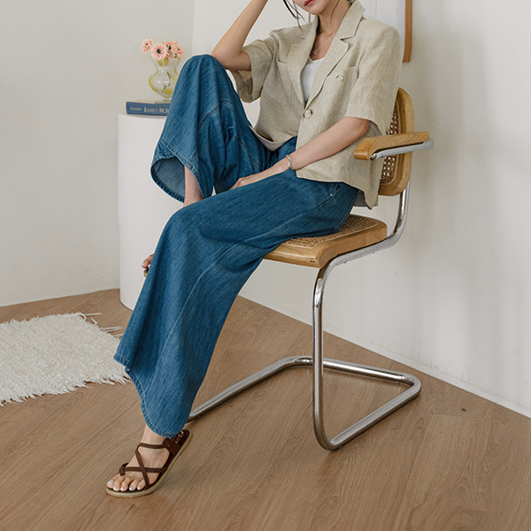 오트 Linen Two button Jacket