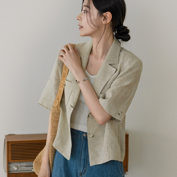 오트 Linen Two button Jacket