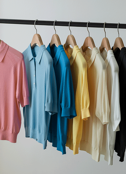 소다 비비드 Collar Short-sleeve Knitwear Korea