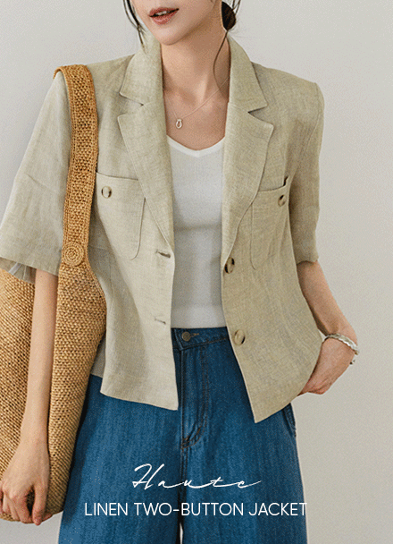 오트 Linen Two button Jacket Korea