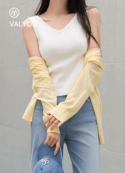 [valyou] Square V Both sides Sleeveless shirts Korea