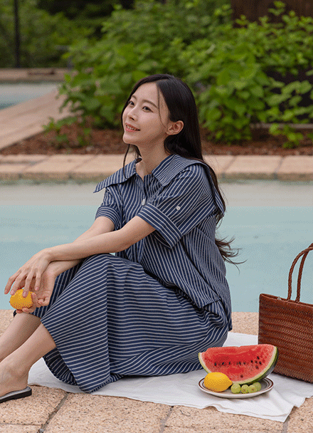 Sailor Stripe Skirt Set Korea