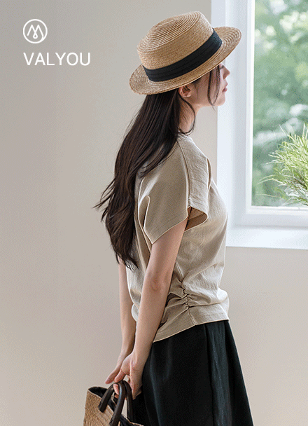 [valyou] Drop shirring T-shirt Korea