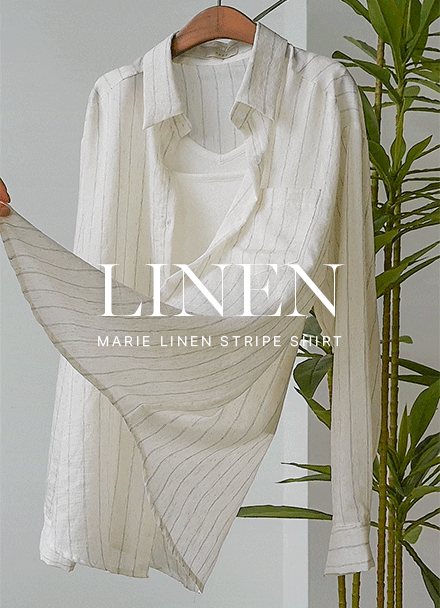 마리 Linen Stripe Shirt Korea