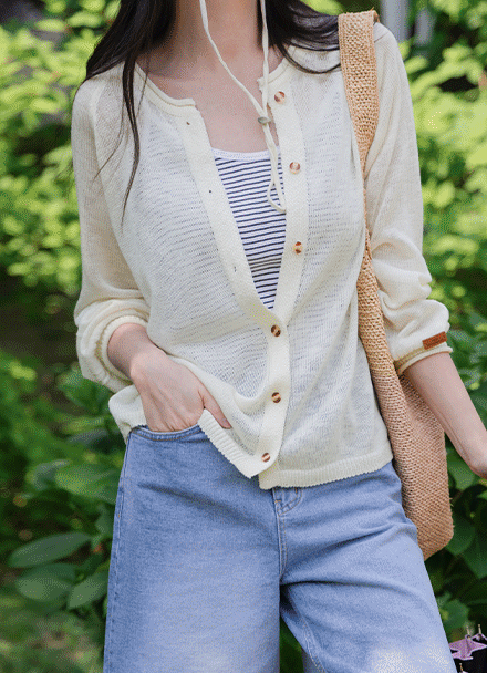Summer 롤링 소매 패치 Cardigan Korea