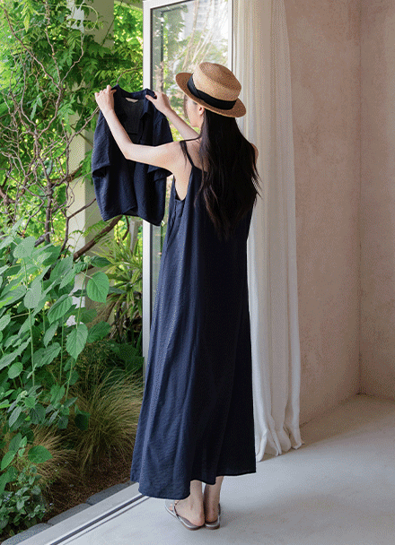 Linen Shirt Dress Set Korea